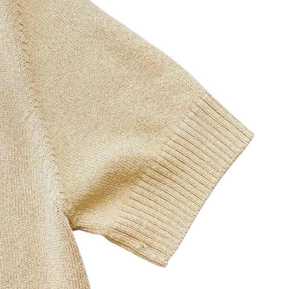 St. John Golden Shimmer Short Sleeve Sweater Blouse Basic - Picture 10 of 13